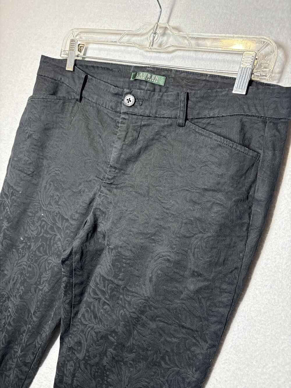 Lauren Ralph Lauren Pants Womens 8 Black Jacquard Slim Straight Trousers Dressy